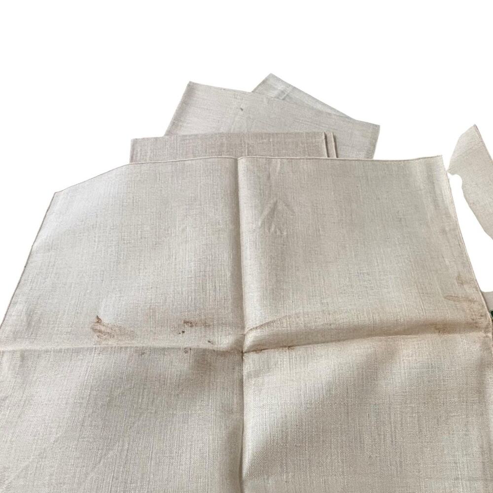 Vintage Kelly Green Pure Linen Tablecloth (52x70) 6 Ivory Linen Napkins NOS* 60s - Picture 8 of 8
